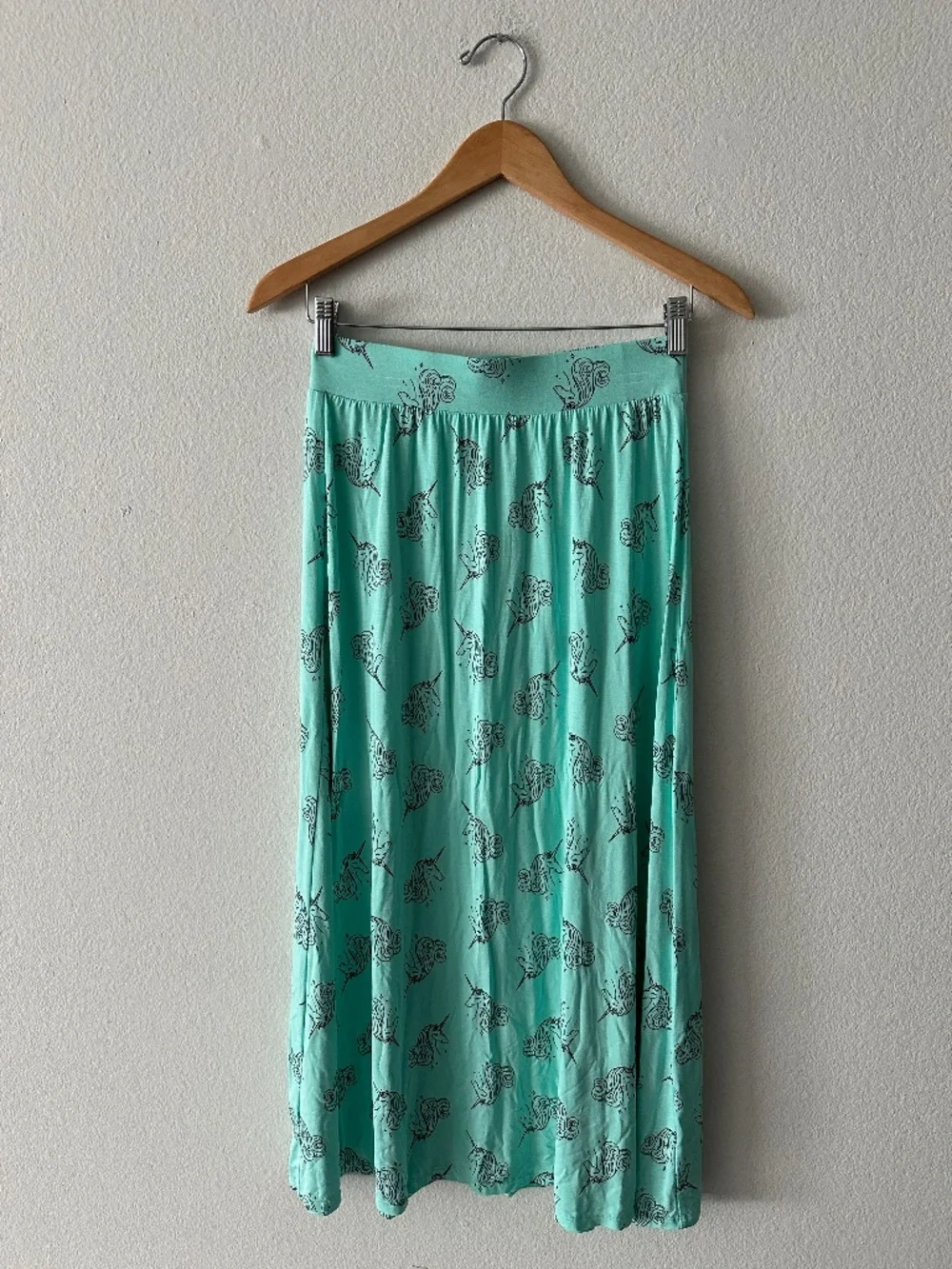 Cat & Jack Girls XL 14/16 Mint Unicorn Print Maxi Skirt Rayon Spandex